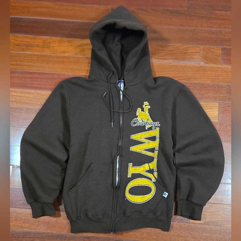 Vintage Russell Athletic Wyoming Cowboys Zip-Up Hoodie Mens XSmall